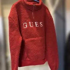 GUESS レッド ハーフジップ トレーナー