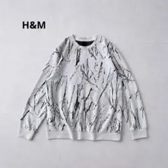 H&M 総柄 スウェット トレーナー 薄手 S モノトーン クルーネック 長袖のサムネイル