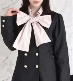 NICE CLAUP フロントギャザーボウタイシャツ ピンク