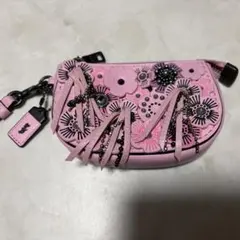 【人気完売✨】COACH ティーローズ ピンク フリンジ ミニポーチ