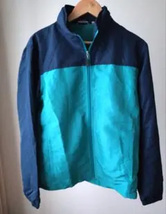 ネイビーとターコイズのナイロンジャケット　マウンテンパーカー　L