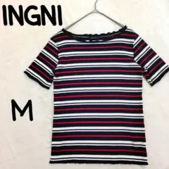 イング ストライプ ボーダー 半袖Tシャツ M 春夏 伸縮性あり 美品✨️