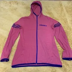 adidas ジップアップパーカー ピンク 赤Mサイズ