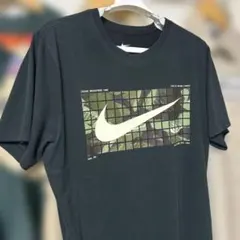 ら*ち様 NIKEナイキ・カモフラージュ迷彩・ビックロゴ・プリントTシャツ・黒・