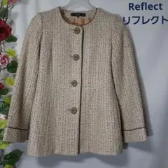 reflect ツイード　　ノーカラー　ジャケット　ベージュのサムネイル