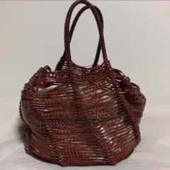 ヴィンテージ　VIASAZABY デザインヘビ革バッグ　ワイン色
