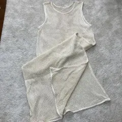 ジーユーGUメッシュロングベスト、ワンピース