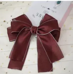 リボン付き ヘアアクセサリー 可愛いおしゃれ 蝶結び パーティー ワインレッド