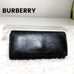 BURBERRY ブラック レザー キーケース