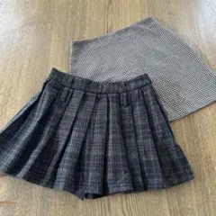 チェック柄 プリーツミニスカート 2枚セット
