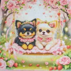 ①未使用　可愛いワンちゃんパネル生地6枚です。
