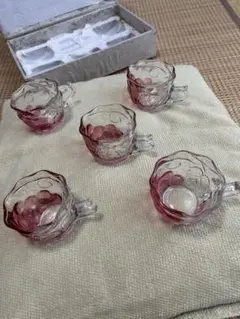 【涼やかレトロ】ガラスカップ＆ソーサー5客セット夏に映える昭和ノスタルジー