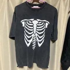 骨格プリント Tシャツ ダークグレー