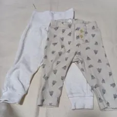 H&M 花柄レギンス 68　ホワイトレギンス　２枚セット