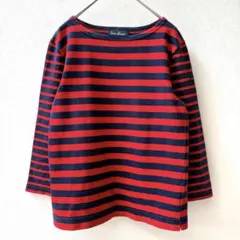 Le minor フランス製 赤と紺 ボーダー コットン100% 長T 古着