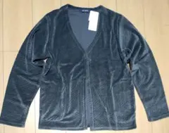 新品 ナノ ユニバース ベロアカットエンボストッパー カーディガン M