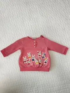 ミキハウス ウサギ刺繍のピンクトレーナー80