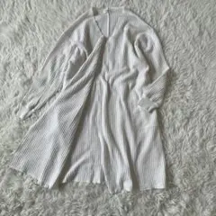 LEPSIM ホワイト リブニット ロングカーディガン 羽織り フリー