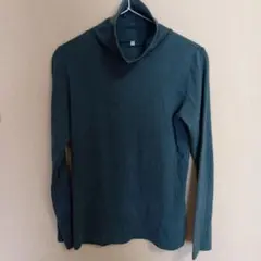 無印良品　タートルネック　Tシャツ　ターコイズブルー
