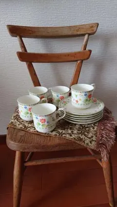 値下げ 昭和レトロ 花柄カップ・ソーサーセット 5客 ナルミ