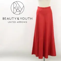 B6789■新品■ビューティー＆ユース リネン パネルフレアマキシスカート M