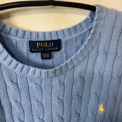 あ*様 【古着】POLOラルフローレン ケーブルニットライトブルー 160 レデ