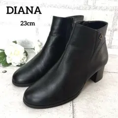 【ダイアナ】ラウンドトゥショートブーツ サイドジップ♡ブラック 23EE
