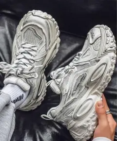 ホワイト 厚底　27.5 メンズ スニーカー