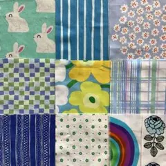 マリメッコ　北欧ヴィンテージ　ハギレセット　ハッピーイースター　ブルーグリーン