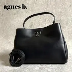 【極美品】agnes b. ロゴ 2way ハンドバッグ ショルダーバッグ