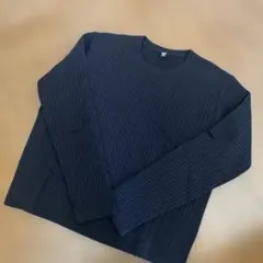 ユニクロ ミニケーブルクルーネックセーター ネイビー　XL
