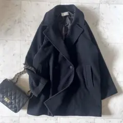 ジャーナルスタンダードレリューム 尾州ウールモッサWブレストハーフコート 黒