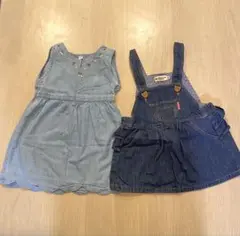 ベビー服　80 女の子　ジャンパースカート　ホットビスケッツ　しまむら　2点