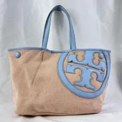 トリーバーチ トートバッグ キャンバス ベージュ ブルー