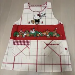保育士　ハローキティ エプロン 赤チェック