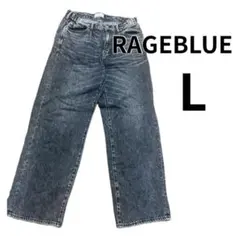 RAGEBLUE デニムパンツストレートデニム ブラック ケミカルウォッシュ L