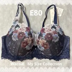 ワコール　マイサイズコレクション　ブラジャー　E80　新品　匿名配送　ネイビー系