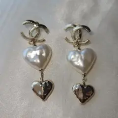 中古美品付属品なし CHANEL ダブルハートピアス