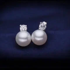 淡水パールピアス 本真珠 シルバー925 czダイヤ