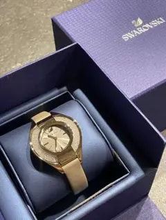 極美品 SWAROVSKI 5466209 腕時計 レディース ブルー ゴールド - メルカリ