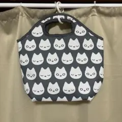 ★新品★ねこ柄　保冷トートバッグ　お弁当　ランチ　グレー