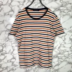 BOYCOTT　ボイコット（3）　ボーダー半袖Tシャツ　紺オレンジのサムネイル