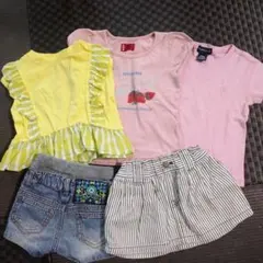 女の子Tシャツパンツスカート５点セット◆90㎝