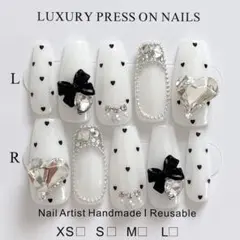 No.8 ネイルチップ ドット ハート ワンホン リボン 埋めつくし