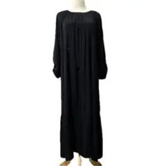 ナチュラルバイクリップ ロングワンピース 両脇ポケット付き ブラック Fサイズ