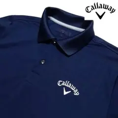 キャロウェイ ゴルフウェア 半袖ポロシャツ Mサイズ 総柄 花柄 ネイビー