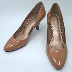 美品　ダイアナ　エナメル　パンプス　7cmヒール　ブラウン　仕事用　23.5cm