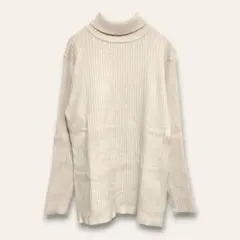 【レプシィム】タートルネックリブセーター　アイボリー　M　無地　シンプル　古着