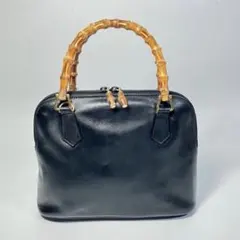 デムナ　GUCCI レザー バンブー 2WAY ショルダーバッグ ブラックのサムネイル