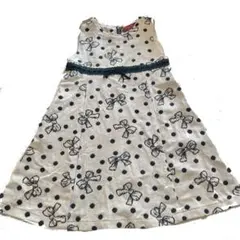 ツイードニット　リボンドット柄ワンピース